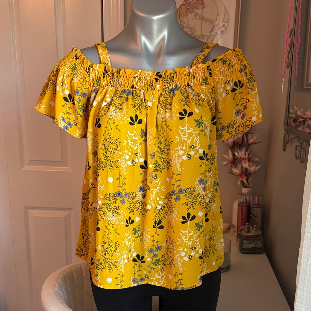 Sienna Sky Yellow Floral Off-Shoulder Blouse